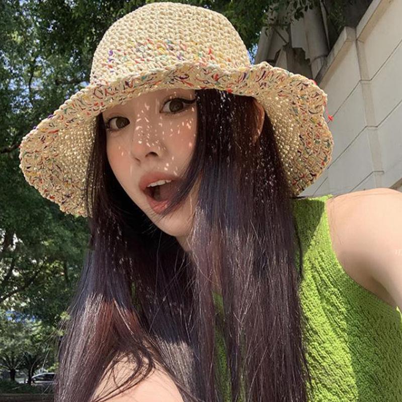 Handwoven Rainbow Straw Hats W - Bucket Hat Straw reseña y precio