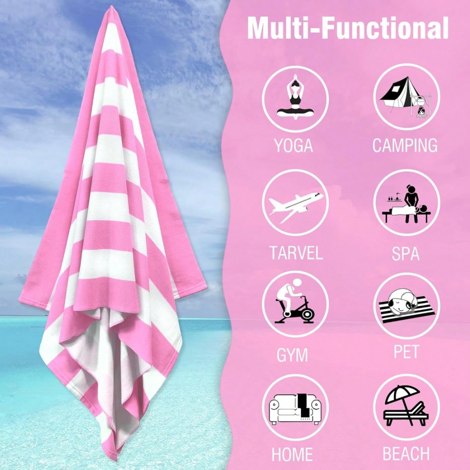 1 PC Large Oversized Beach Tow - Beach Towel Large reseña y precio