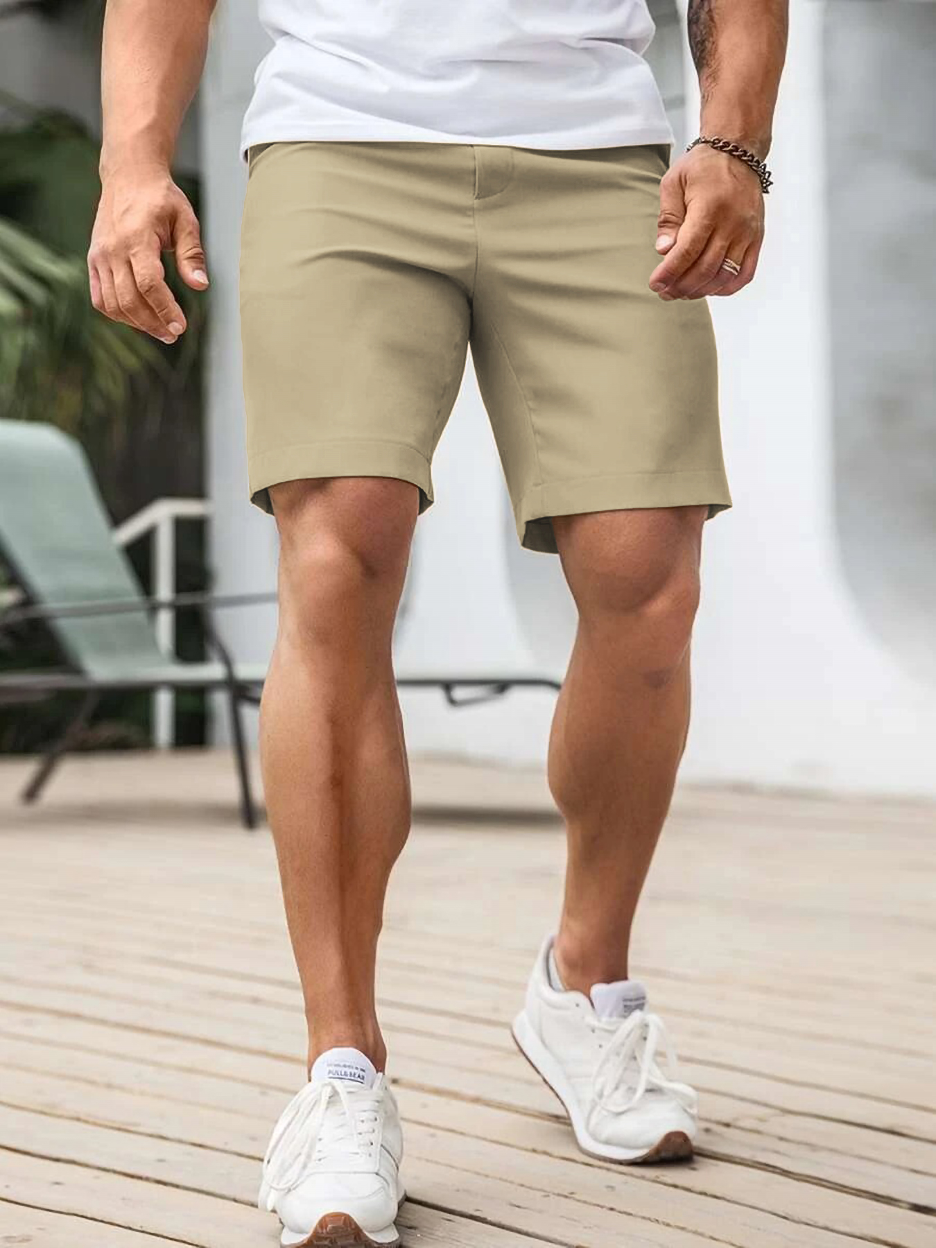 Men's Contrast Trim Chino Shor - Shorts Chino Slim reseña y precio
