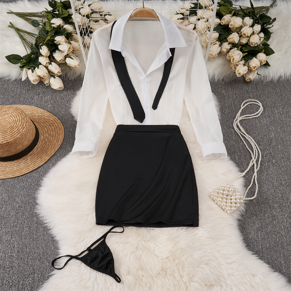 Sexy Transparent Long Sleeve S - Shirt Camp Collar reseña y precio