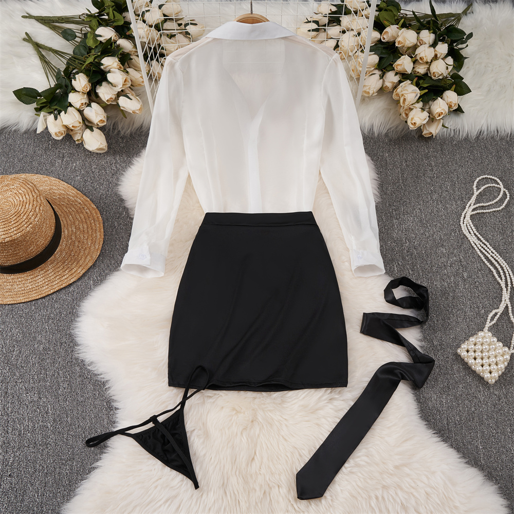 Sexy Transparent Long Sleeve S - Shirt Camp Collar reseña y precio