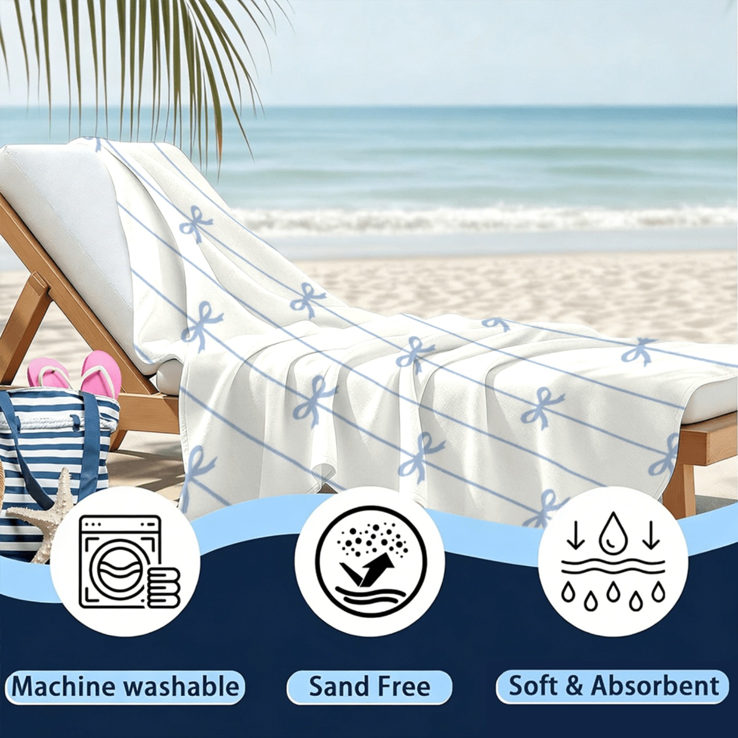 1pc Summer Beach Towel Blue Ri - Beach Towel Large reseña y precio