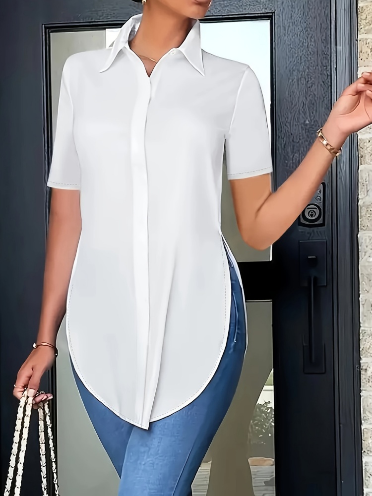 Plus Size Women Office Lady Wh - Shirt Camp Collar reseña y precio