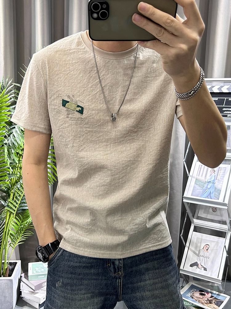 Male Tees Shirts White Linen T - Short Linen Drawstring reseña y precio