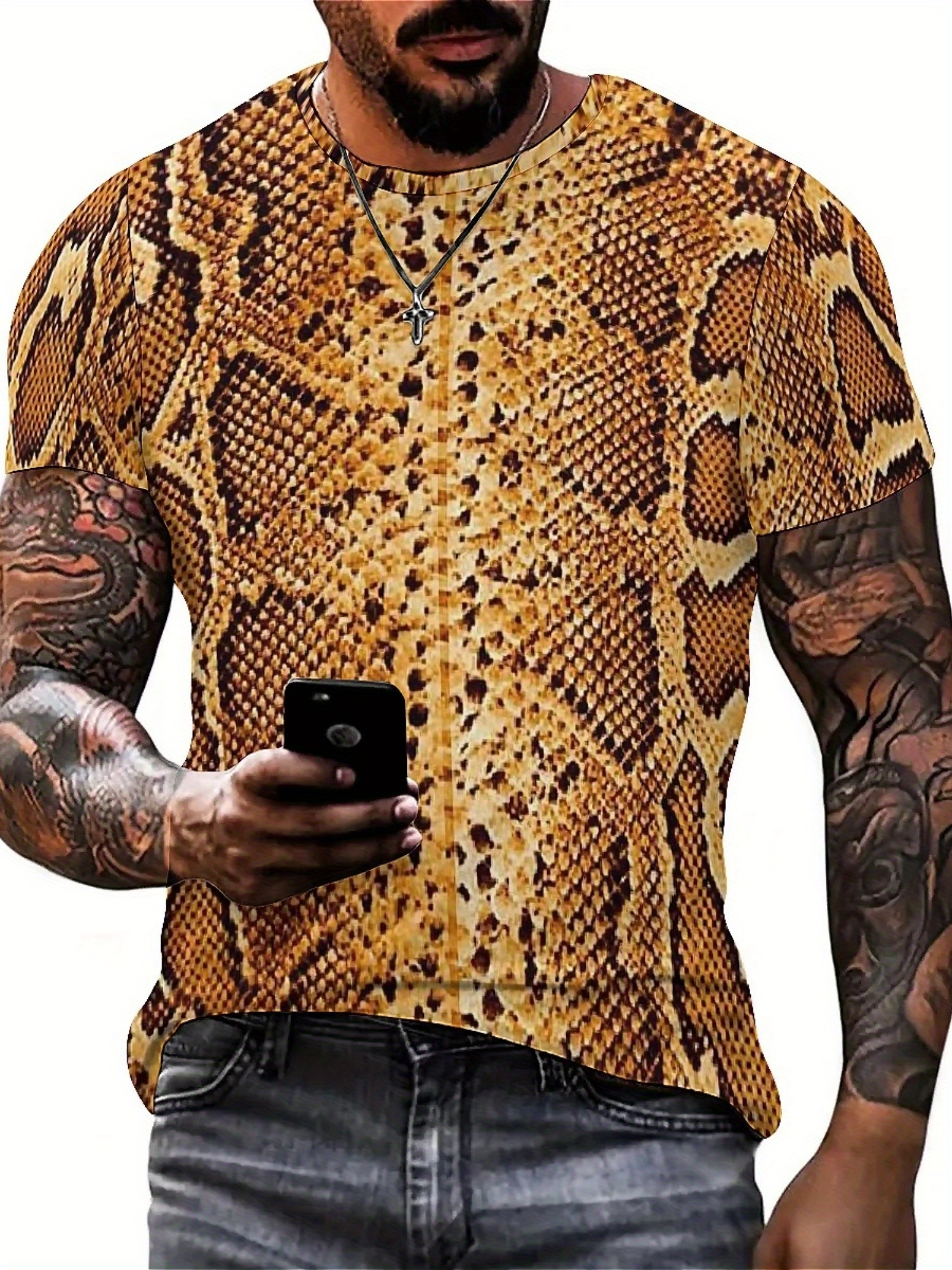 Men'S 3D Print Snake Graphic T - Tee Graphic Print reseña y precio