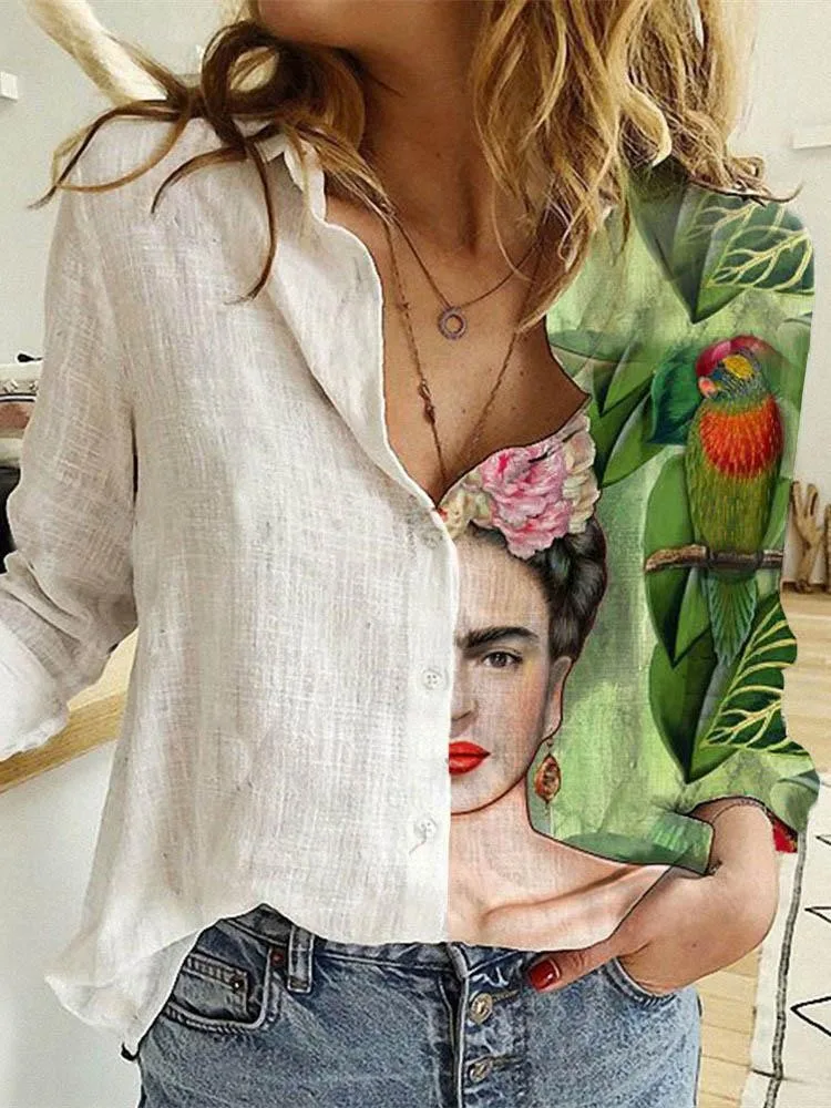 Women Spring And Autumn Long S - Shirt Camp Collar reseña y precio