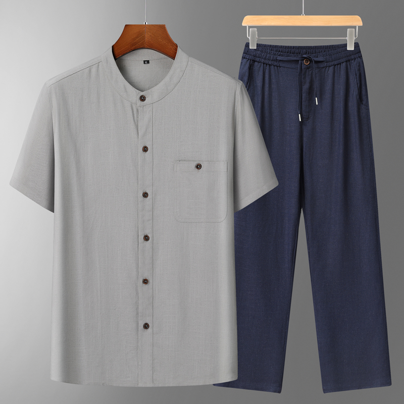 Men's Cotton Linen Tang Suit S - Short Linen Drawstring reseña y precio