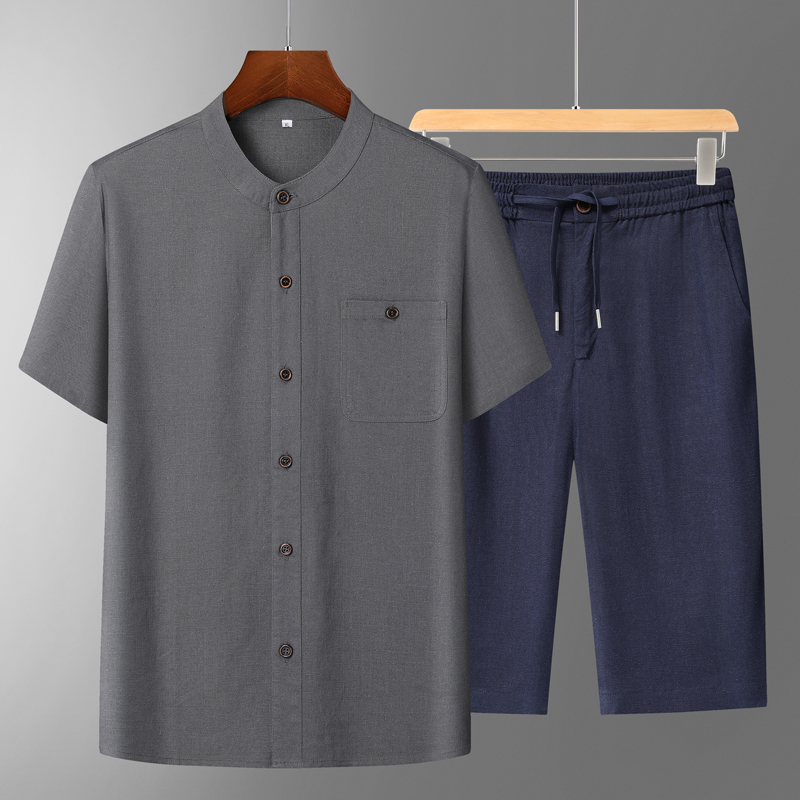 Men's Cotton Linen Tang Suit S - Short Linen Drawstring reseña y precio