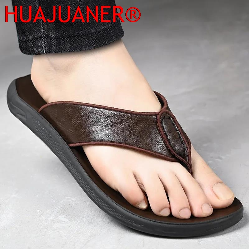 Casual Outdoor Men's Sandals S - Flip Flop Leather Men reseña y precio