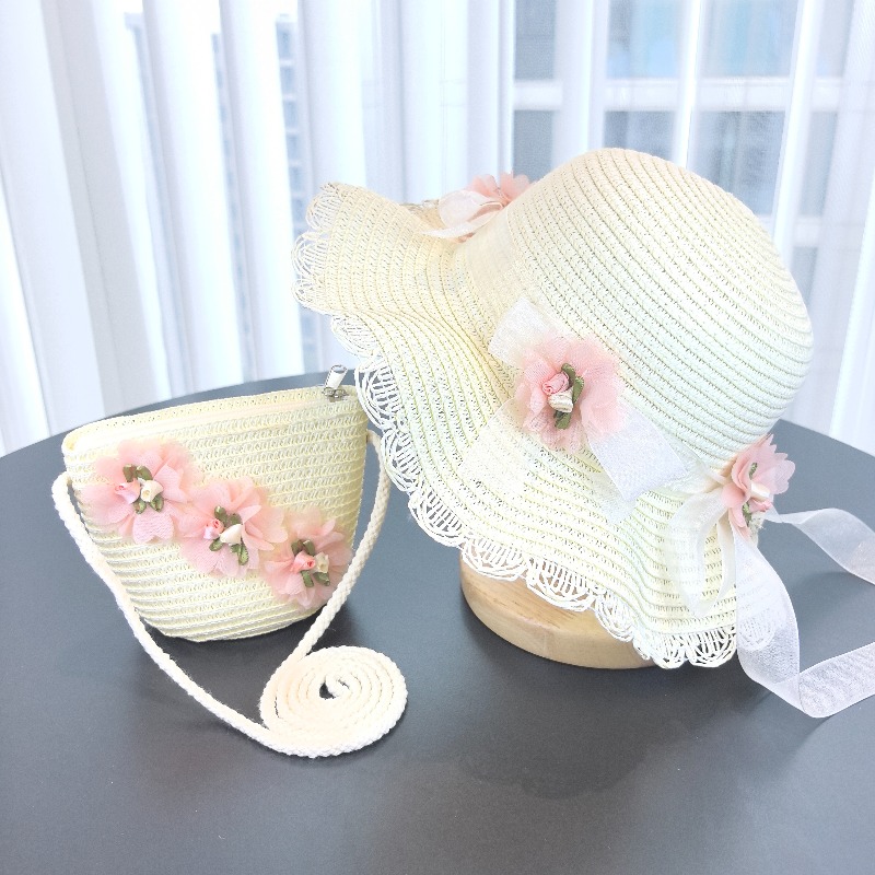 Girls 2pcs Straw Hat Solid Col - Bucket Hat Straw reseña y precio