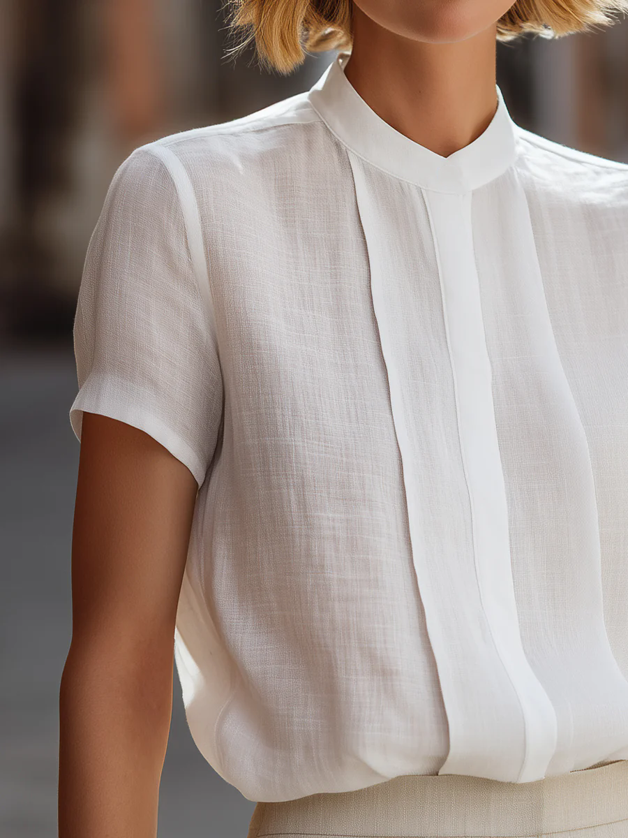 Women's Short Sleeve Pleated F - Shirt Camp Collar reseña y precio